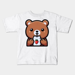 Cute Bear with Juice Box Kids T-Shirt